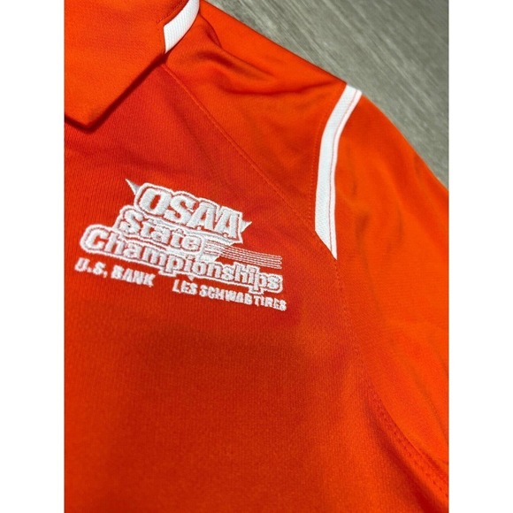 Nike Dri Fit Polo Shirt Mens Medium Orange Oregon State Activities Association - Picture 3 of 7